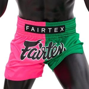 FAIRTEX BS1911 PINK/GREEN SLIM CUT MUAY THAI SHORTS