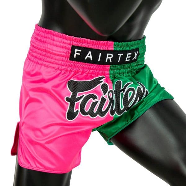FAIRTEX BS1911 PINK/GREEN SLIM CUT MUAY THAI SHORTS - Image 3